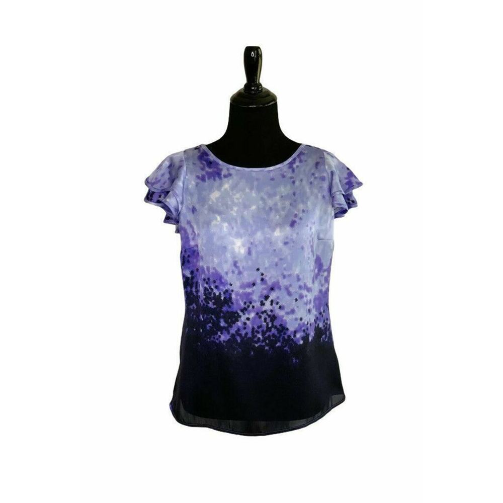 Michael Kors Purple Black Summer Blouse Size 2 - Picture 9 of 9